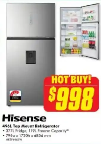 The Good Guys 496L Top Mount Refrigerator offer