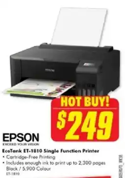 The Good Guys EcoTank ET-1810 Single Function Printer offer