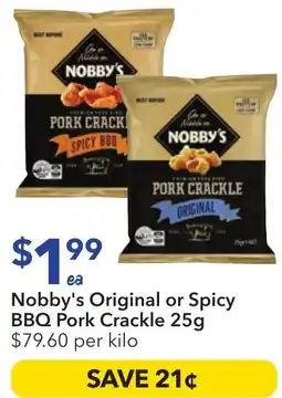 Ritchies Nobby's Original or Spicy BBQ Pork Crackle offer