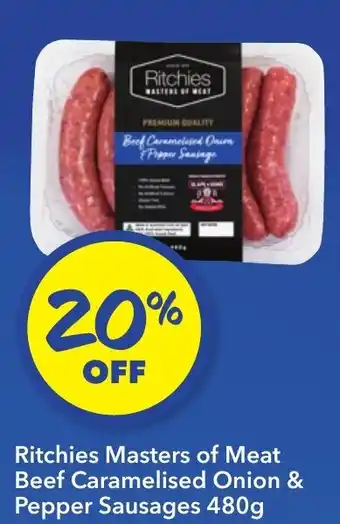 Ritchies Ritchies Masters of Meat Beef Caramelised Onion & Pepper Sausages offer