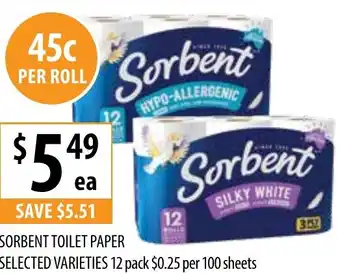 Supabarn Sorbent toilet paper offer