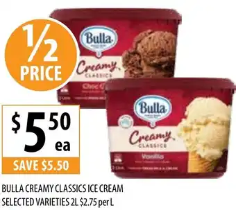 Supabarn BULLA CREAMY CLASSICS ICE CREAM offer