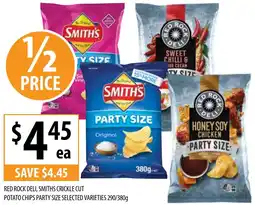 Supabarn RED ROCK DELI, SMITHS CRICKLE CUT POTATO CHIPS PARTY SIZE offer