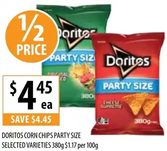 Supabarn DORITOS CORN CHIPS PARTY SIZE offer