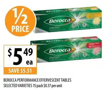 Supabarn BEROCCA PERFORMANCE EFFERVESCENT TABLES offer