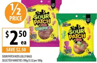 Supabarn SOUR PATCH KIDS LOLLY BAGS offer