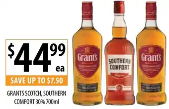 Supabarn GRANTS SCOTCH, SOUTHERN COMFORT 30% offer