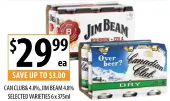 Supabarn CAN CLUB&4.8%, JIM BEAM 4.8% offer