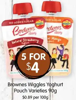 Spudshed Brownes Wiggles Yoghurt Pouch Varieties offer