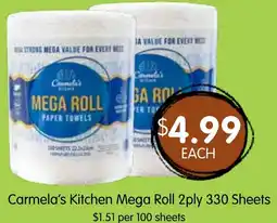 Spudshed Carmela's Kitchen Mega Roll 2ply 330 Sheets offer