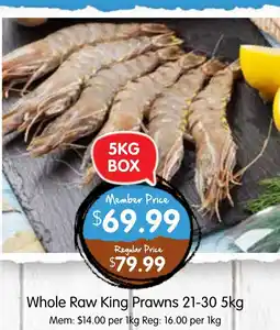 Spudshed Whole Raw King Prawns 21-30 offer