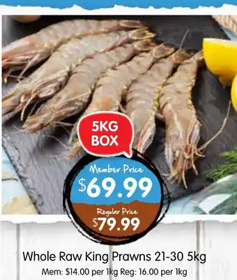 Spudshed Whole Raw King Prawns 21-30 offer