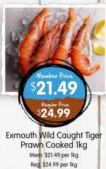 Spudshed Exmouth Wild Caught Tiger Prawn Cooked offer