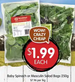 Spudshed Baby Spinach or Mesculin Salad Bags offer