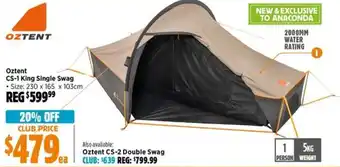 Anaconda Oztent CS-1 King Single Swag offer