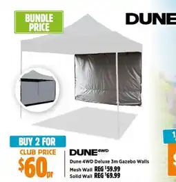 Anaconda Dune 4WD Deluxe 3m Gazebo Walls Mesh Wall REG $59.99 Solid Wall REG $69.99 offer