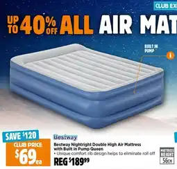 Anaconda Bestway Nightright Double High Air Mattress with Built in Pump Queen offer