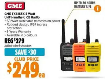 Anaconda GME TX6165X 5 Watt UHF Handheld CB Radio offer