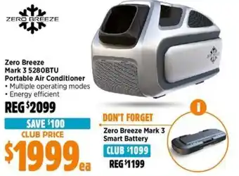 Anaconda Zero Breeze Mark 3 5280BTU Portable Air Conditioner offer