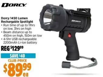 Anaconda Dorcy 1450 Lumen Rechargable Spotlight offer