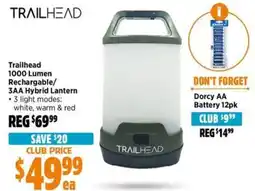 Anaconda Trailhead 1000 Lumen Rechargable/ 3AA Hybrid Lantern offer