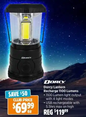 Anaconda Dorcy Lantern Recharge 1100 Lumens offer