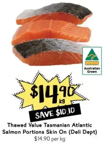 Drakes Thawed Value Tasmanian Atlantic Salmon Portions Skin On (Deli Dept) offer