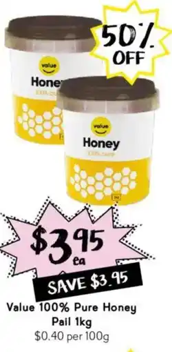 Drakes Value 100% Pure Honey Pail offer