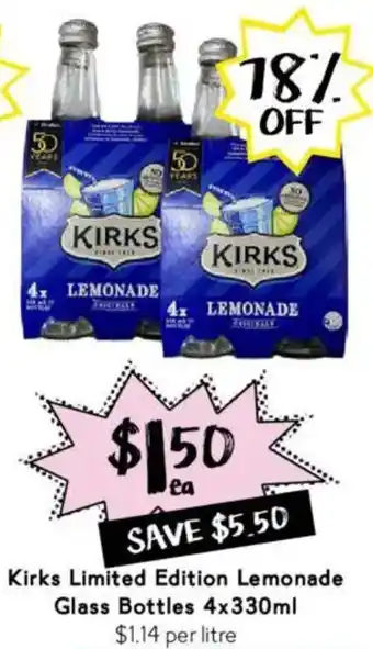 Drakes Kirks Limited Edition Lemonade Glass Bottles offer