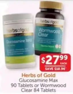 WHOLELIFE catalogue Herbs of Gold Glucosamine Max or Wormwood Clear offer