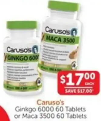 WHOLELIFE catalogue Caruso's Ginkgo 6000 or Maca 3500 offer