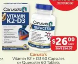 WHOLELIFE catalogue Caruso's Vitamin K2 + D3 or Quercetin offer