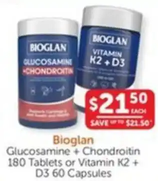 WHOLELIFE catalogue Bioglan Glucosamine + Chondroitin or Vitamin K2 + D3 offer