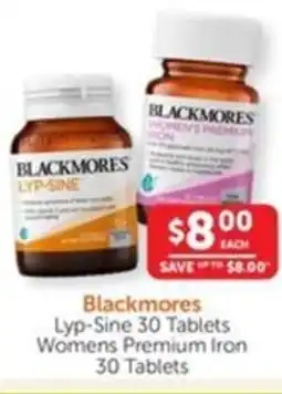 WHOLELIFE catalogue Blackmores Lyp-Sine Womens Premium Iron offer