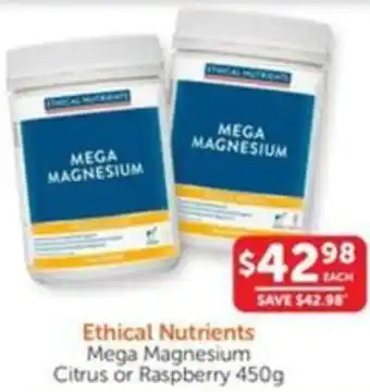 WHOLELIFE catalogue Ethical Nutrients Mega Magnesium Citrus or Raspberry offer