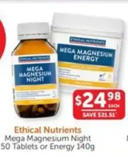 WHOLELIFE catalogue Ethical Nutrients Mega Magnesium Night or Energy offer