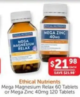 WHOLELIFE catalogue Ethical Nutrients Mega Magnesium Relax or Mega Zinc 40mg offer