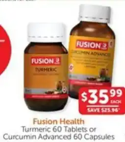 WHOLELIFE catalogue Fusion Health Turmeric or Curcumin Advanced offer