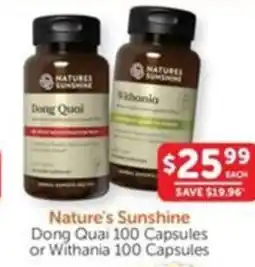 WHOLELIFE catalogue Nature's Sunshine Dong Quai or Withania offer