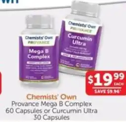 WHOLELIFE catalogue Chemists' Own Provance Mega B Complex or Curcumin Ultra offer