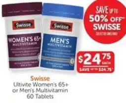 WHOLELIFE catalogue Swisse Ultivite Women's 65+ or Men's Multivitamin offer