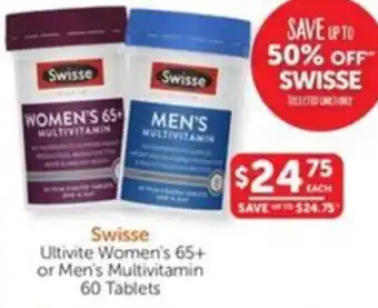 WHOLELIFE catalogue Swisse Ultivite Women's 65+ or Men's Multivitamin offer