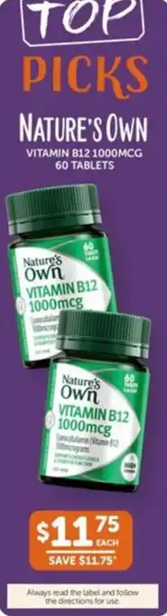 WHOLELIFE catalogue Nature's Own VITAMIN B12 1000mcg offer