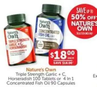 WHOLELIFE catalogue Nature's Own Triple Strength Garlic + C Horseradish or 4 In 1 Concentrated Fish Oil offer