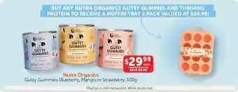 WHOLELIFE catalogue Nutra Organics Gutsy Gummies Blueberry, Mango or Strawberry offer