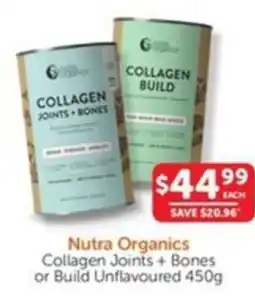 WHOLELIFE catalogue Nutra Organics Collagen Joints + Bones or Build Unflavoured offer