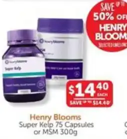 WHOLELIFE catalogue Henry Blooms Super Kelp 75 Capsules or MSM offer