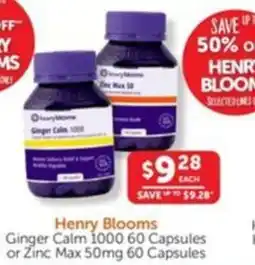 WHOLELIFE catalogue Henry Blooms Ginger Calm 1000 or Zinc Max 50mg offer