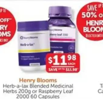 WHOLELIFE catalogue Henry Blooms Herb-a-lax Blended Medicinal Herbs 200g or Raspberry Leaf 2000 offer