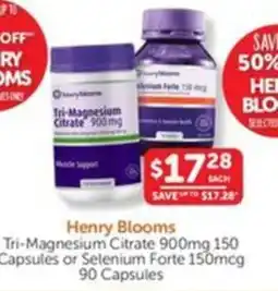 WHOLELIFE catalogue Henry Blooms Tri-Magnesium Citrate 900mg or Selenium Forte 150mcg offer